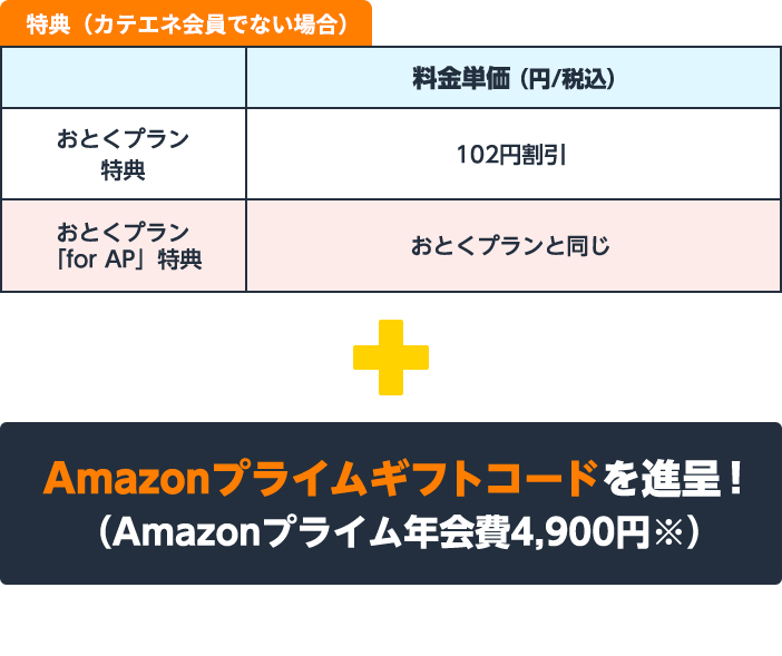 特典（カテエネ会員でない場合）