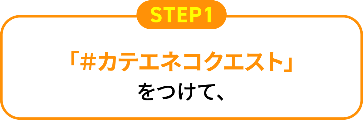 STEP1 「＃カテエネコクエスト」をつけて、