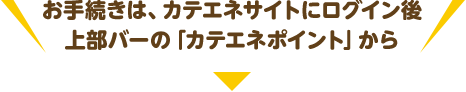 お手続きは、カテエネサイトにログイン後上部バーの「カテエネポイント」から