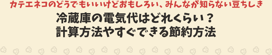 カテエネコのどうでもいいけどおもしろい、みんなが知らない豆ちしき　冷蔵庫の扉の開け閉めの速度と省エネは、関係ある？