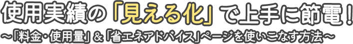 使用実績の「見える化」で上手に節電!~「料金・使用量」&「省エネアドバイス」を使いこなす方法~