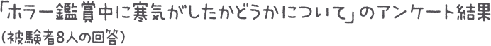 「ホラー鑑賞中に寒気がしたかどうかについて」のアンケート結果（被験者8人の回答）