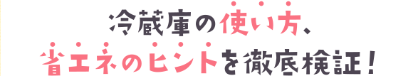 冷蔵庫の使い方、省エネのヒントを徹底検証！