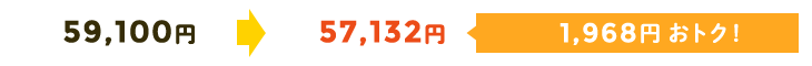 55,332円→53,364円 1,968円おトク!