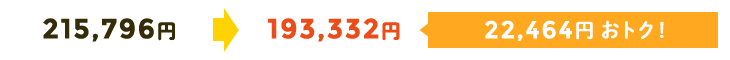 202,608円→180,144円 22,464円おトク!