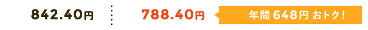 842.40円→788.40円 年間 648円 おトク!