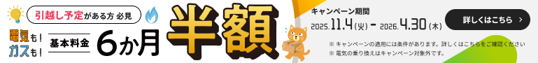 電気も！ガスも！基本料金6か月半額キャンペーン