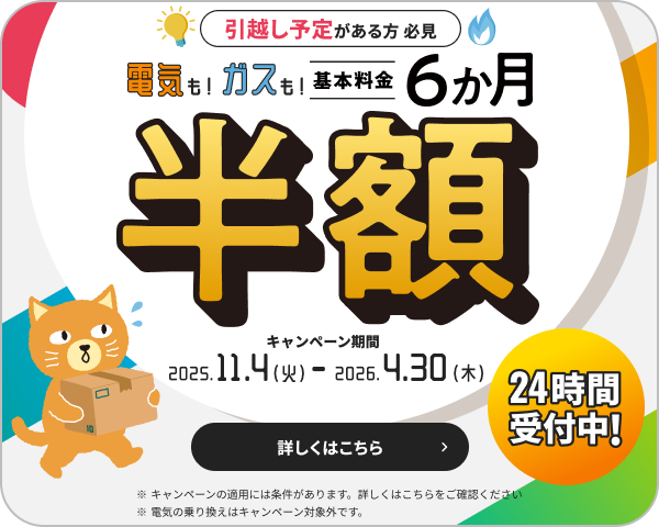 電気も！ガスも！基本料金6か月半額キャンペーン