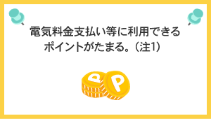 電気料金支払い等に利用できるポイントがたまる。