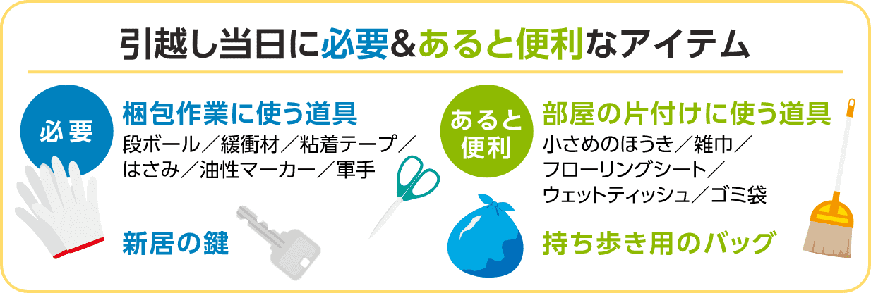 引越し当日に用意しておきたいものと注意点